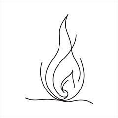 single one line Fire silhouette on white background
