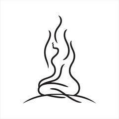 single one line Fire silhouette on white background
