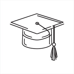 single one line graduation hat silhouette on white background
