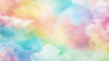 Abstract pastel sky with fluffy clouds, colorful, vibrant,  dreamy, and whimsical.