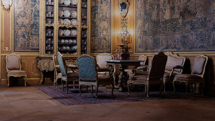Interior of a drawing room in a manor