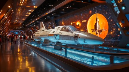 Spaceship Exhibit In a Futuristic Museum