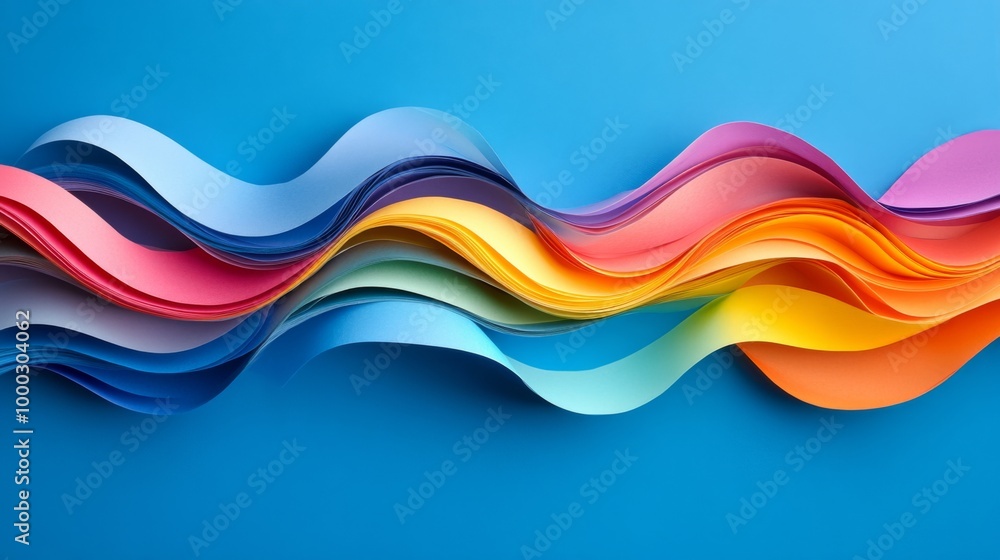 Sticker Colorful Wave of Paper