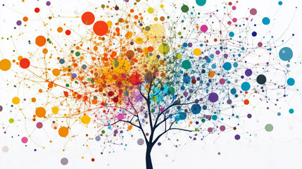 "Create a mind map with a central concept and branches representing subtopics, using colors and connections to show relationships between elements."