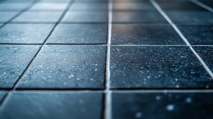 Close-Up of Black Tile Floor