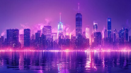 Fototapeta premium Neon City Skyline by Night