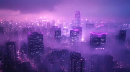 Fototapeta premium Misty Cyberpunk Cityscape
