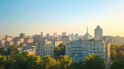 Fototapeta premium Cityscape at sunrise