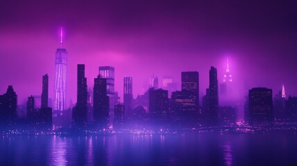 Obraz premium Futuristic Neon Cityscape at Night