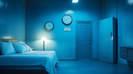 Surreal Blue Room with Time Zones