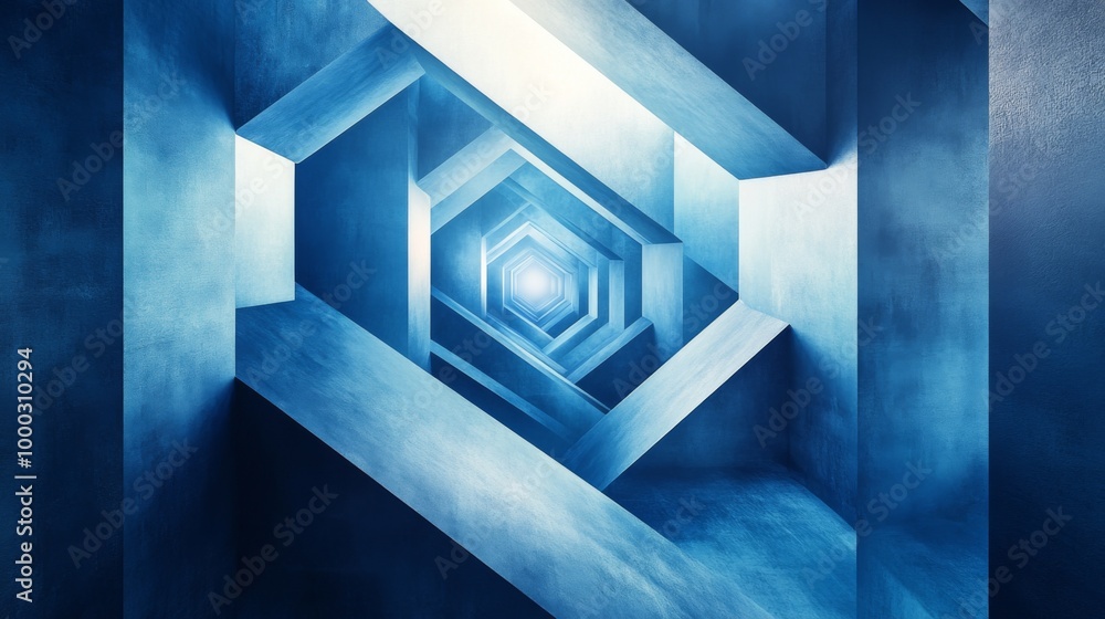 Sticker Abstract Geometric Blue Tunnel