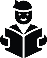 reading book silhouette icon - Transparent Background Clipart