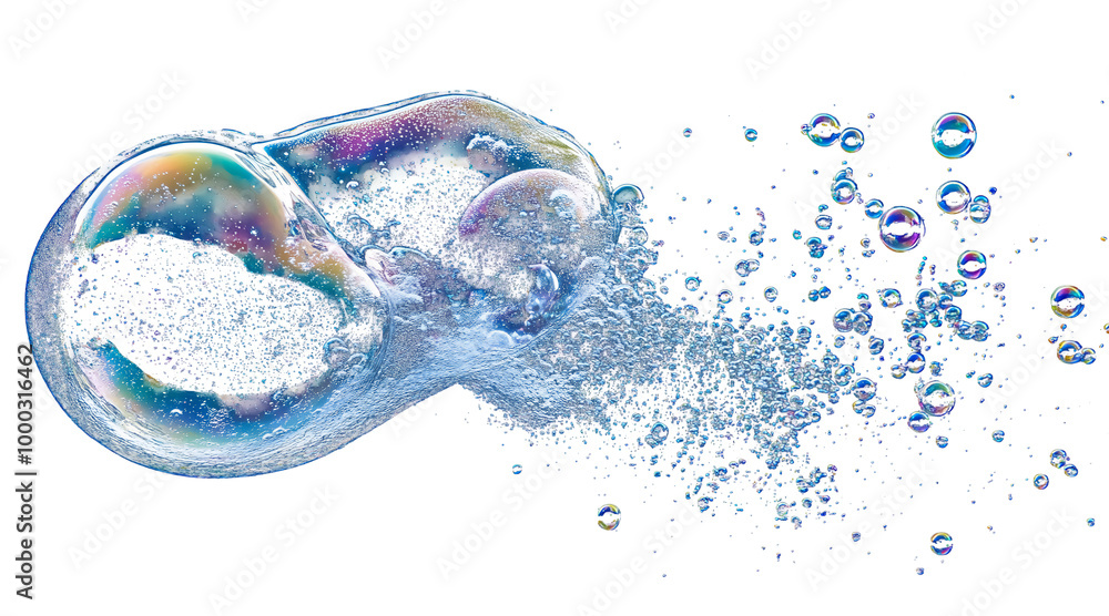 Poster fresh soap bubbles with transparent background cut out design element