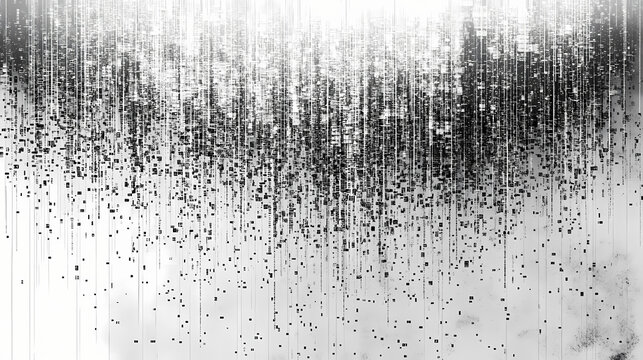 Binary code background grayscale digital rain effect. Digital Rain. Illustration