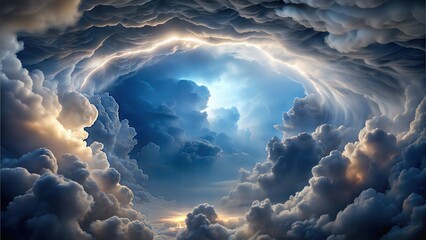 Fluffy Storm Clouds in the Skyline: Majestic Cloud Formations and Scenic Sky Views for Atmospheric Visuals for Poster and Digital Design Projects