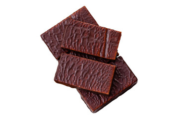 Rectangular chocolate candies with mousse and waffles