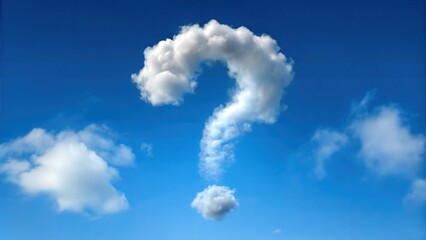Fluffy Question Mark Cloud in the Skyline: Majestic Cloud Formations and Scenic Sky Views for Atmospheric Visuals for Poster and Digital Design Projects