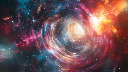 Interstellar travel through a wormhole in deep space at the speed of light. Deep Space Travel. Illustration