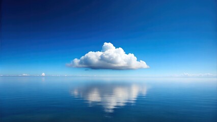 Fluffy Clouds in the Skyline Floating Above the Ocean Sea Water: Majestic Cloud Formations and Scenic Sky Views for Atmospheric Visuals for Poster and Digital Design Projects