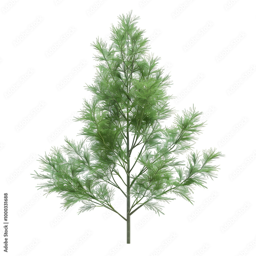 Poster clear image of a lively green pine tree set against a see-through backdrop, ideal for online design 
