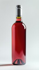 Rose wine bottle, alcohol drink isolated on white background