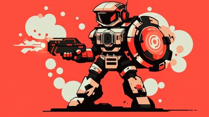 Futuristic Woman with Spaceship and Red Sun