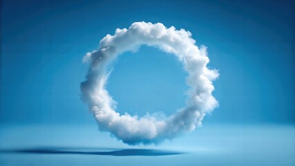 Fluffy Round Doughnut Frame Clouds in the Skyline: Majestic Cloud Formations and Scenic Sky Views for Atmospheric Visuals for Poster and Digital Design Projects