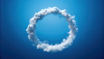 Fluffy Round Doughnut Frame Clouds in the Skyline: Majestic Cloud Formations and Scenic Sky Views for Atmospheric Visuals for Poster and Digital Design Projects