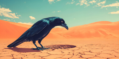 Raven in a Desert Landscape