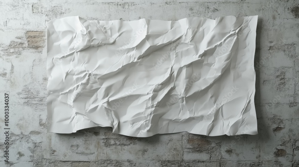 Sticker Crumpled White Fabric on Textured Wall