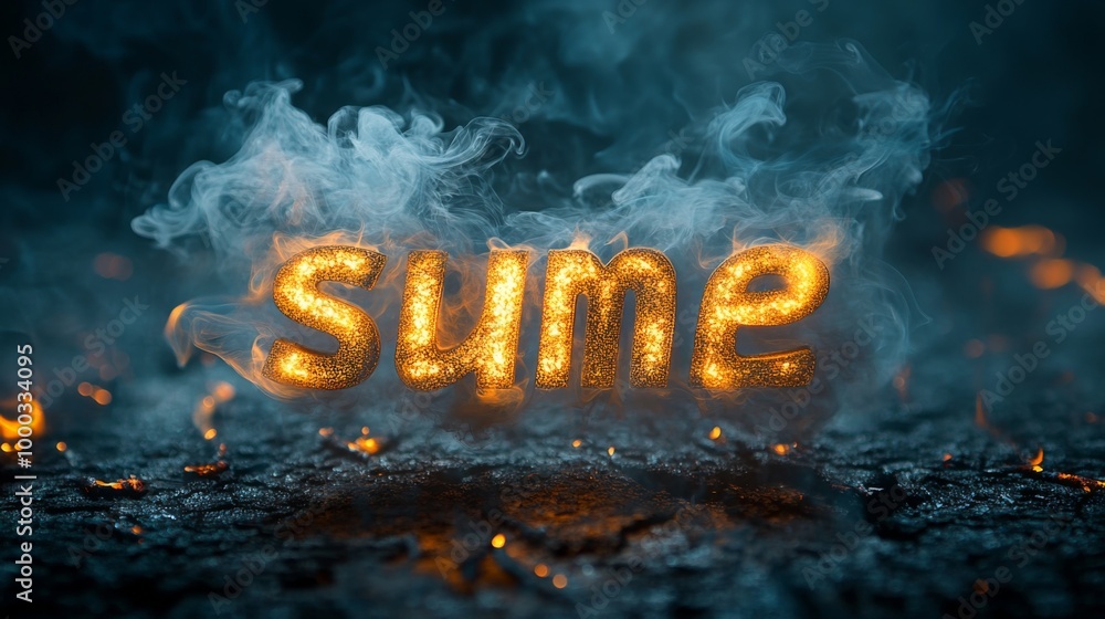 Poster Sume text in fiery and smoky environment