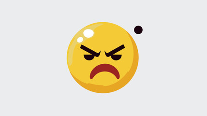 Fototapeta premium Angry Emoji Expression Vector Illustration - Rude Flat Style Face Emoticon for Digital Communication, Social Media, Messaging Apps, and Emotional Reactions