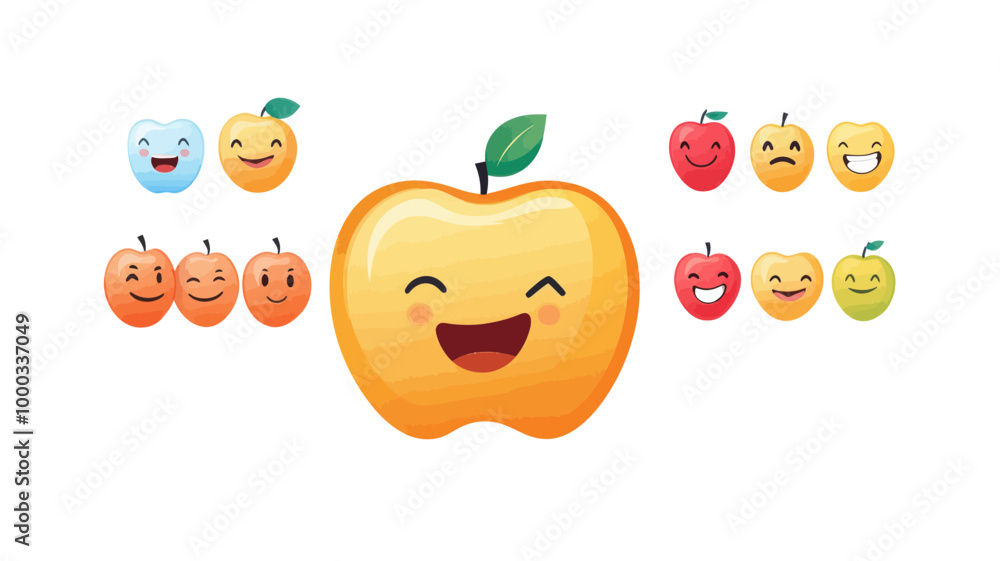 Aufkleber vector apple emoticons ios 17.4.1 april 2024 update - colorful emoji set with various expressions - 