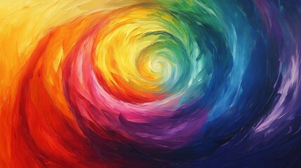 Abstract Rainbow Swirl Painting