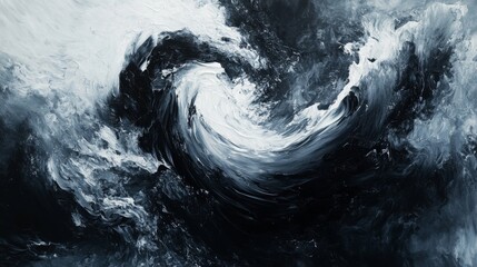 Abstract Swirling Black and White Wave