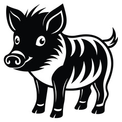 Minimal Wild Boar Line Drawing.