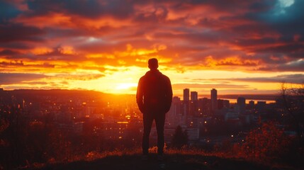 Fototapeta premium Sunset City Silhouette