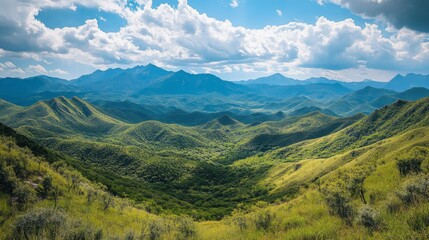 Fototapeta premium Majestic Mountain Ranges Under Cloudy Sky
