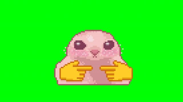 Cute blushing cat, pixel art meme animation 
