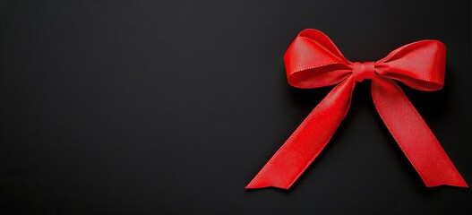 Black background with a red ribbon and bow perfect for party invitations