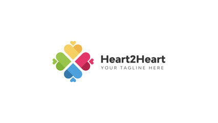 Heart logo, 4 hearts logo, charity logo, unity logo, heart to heart, 