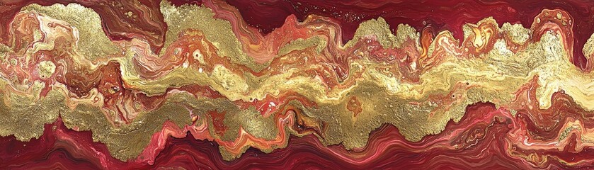 Abstract Textured Art in Red and Gold Tones