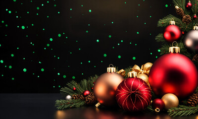 Vibrant Merry Christmas and Happy New Year background with colorful decorations, glowing holiday lights, and shimmering snowflakes, perfect for spreading cheer and joy during the festive season