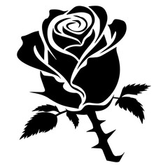 Black Rose Silhouette vector design.