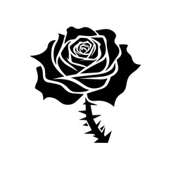 Black Rose Silhouette vector design.