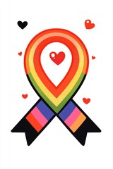 Fototapeta premium Abstract Love Ribbon with Geometric Patterns