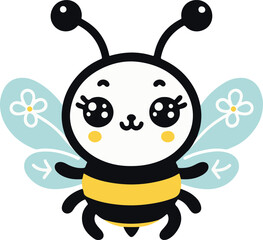 Cute Bee Colorful Vector Art Illustration