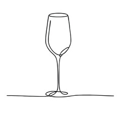 Flute. Icon. Vector drawing. One-line drawing. A simple drawing depicting a continuous line of a tableware item for a liquid or drink.