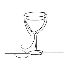 Glass for martini. Icon. Vector drawing. One-line drawing. A simple drawing depicting a continuous line of a tableware item for a liquid or drink.