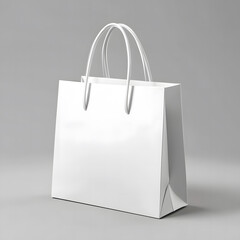 White Shopping Bag on a Colorful Geometric Background